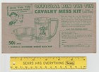 Vintage 1956 Nabisco Official Rin Tin Tin  cavalry Mess Kit   Order Blank Card
