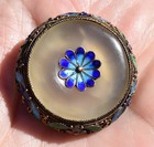 Chinese Cloisonne And Agate Filigree Silver Brooch Vintage Or Antique
