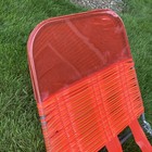 Vtg Jelly Vinyl Tube Folding Chaise Lounge Chair Cot Orange Lawn Beach Camp Pool