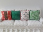 Dollhouse Miniature Handmade Set Of 8 Christmas Throw Pillows cushions