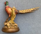 Vintage Anri Hand Carved Wooden Ring-necked Pheasant Bird Figurine