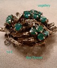 Vintage 14k  585  Solid Yellow Gold Box Closure With Small Emeralds