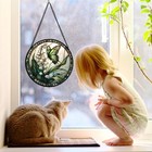 Stained Glass Window Hanging  Lily Of The Valley Flower Butterfly Suncatcher    