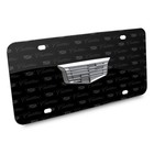 Cadillac Crest Silver 3d Logo On Logo Pattern Black Aluminum License Plate