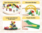 Wooden Train Set 60pcs With Magnetic Crane For Kids 4-8