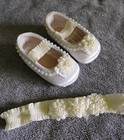 New Gift Handmade Baby Girl Christaning christmas White  newborn  Bead Shoes Set
