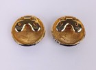 Vintage Musi Shoe Clips - Round Goldtone Black 