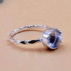 925 Sterling Silver 8mm Round Bezel Cup Ring Blank Hammered Band Diy Jewelry
