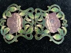 Vintage Art Nouveau Bronze Enameled Cloisonn   Belt Buckle