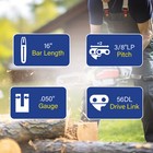 2pack 16  Inch Chainsaw Chain Blade 3 8 lp  050  56dl Full-chisel 56 Dl Links