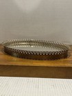 Vintage Oval Dresser Top Vanity Mirror Perfume Tray 14x10 Gold Tone Metal Ornate