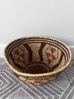  Vintage Southwest Hand Woven Coiled Basket Geometric Diamond Panel Boho Decor