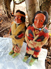 Two Vintage Antique Scookim Native American Indian Dolls
