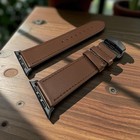 Premium Brown Leather Apple Watch Band 42mm 44mm 45mm 49mm - Ss Butterfly Clasp