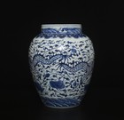 Old Chinese Blue   White Porcelain Vase Pot W  Dragon Th925