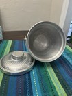 Vintage Hammered Aluminum Insulated Lidded Ice Bucket Made In Italy