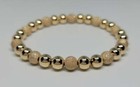 14k Yellow Gold Filled Stardust 6mm Beaded Stretch Elastic Handmade Bracelet 