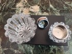 Nice Vtg Table Lighter   Cigarette Holder Set  Marked Prince  Lead Crystal  Read