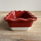 7 5 x4 5    Emile Henry French Ceramic Ruffled Edge Loaf Baking Pan Red White 6175