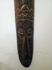 Vintage African Wood Mask Large 40  Long Tribal Hand Carved Folk Art Warrior