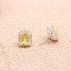 Natural Lemon Quartz Octagon Stud Earring 925 Sterling Silver Moissanite Jewelry