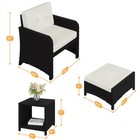 5-piece Outdoor Patio Furniture Set Rattan Side Table   2 Chairs   2 Ottomans