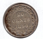 1890 Newfoundland 20 Cents Silver Coin - Fine