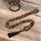 Yellow Tiger s Eye Agate 108 Prayer Beads Tibet Buddhist Mala Necklace Bracelet