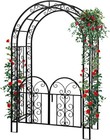 7x4 4 Ft Steel Garden Arch With Double Gate  Garden Arbor Trellis  Black