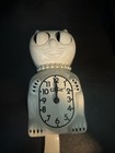 White Kit Cat Klock With Classic Pearl Necklace 