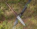 Custom Handmade Carbon Steel Blade Survival Viking Spear   Hunting Spear Camping