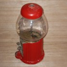 Vintage Red Metal Advertising Gumball Machine W  Clear Globe Fear s 