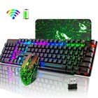 Wireless   Wire Gaming Keyboard And Mouse Combo Led Backlit Rechargeable For Pc