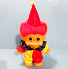 Vintage Troll Clown Doll Russ 8  Red Hair Lucky Toy Figure Circus Toy 