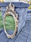 Vtg Syroco Ornate Gold Gilded Hollywood Regency Oval Cherub Wall Mirror 30x17   