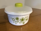 3 Nesting Microwave Retro Design Green Daisy Cook   Steam   Serve Bowls W lids