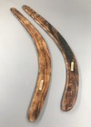 Two Handmade Queensland Australia Wooden Hunting Boomerang Aboriginal Art Signed