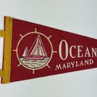 Vintage Ocean City Maryland 12  Red Felt Collectible Pennant Souvenier Travel