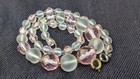 Antique Faceted Pink Frosted Clear Glass Bead 14 75  Necklace Fragile As Is B19