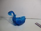 Vintage Blue Glass Swan Trinket Candy Dish Bowl Mcm Mid Century Modern Beautiful