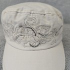 Y2k Cadet Hat Embellished Embroidery Hat Cap Osfm White Ripstop Military Cap