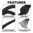 42  Leather Motorcycle Get Back Whip 1 Ball   Skulls Handlebar Black Biker Whip