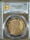 C520 1935 Canada George V Silver Dollar Pcgs Ms 64 Royal Canadian Mint  Km30
