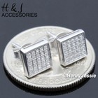 Men Women 925 Sterling Silver 7mm Icy Bling Cz Push Back Stud Earring ae168
