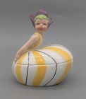 Vintage Ucagco China Anthropomorphic Flower Girl Lidded Box Japan Missing Thumb