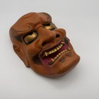Vintage Japanese Wooden Noh Mask Shikami Demon God Hand Carved Theater Japan
