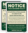 Equine Liability Signs Statute Horse Barn Stable Farm Sign 14  X Beige Green