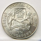 Singapore Large Crown-size  sea Eagle  1974 Silver 10 Dollars  31 1 Gm  Unc
