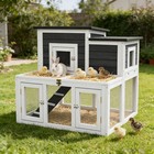 Outdoor Rabbit Hutch Wooden Chicken Coop With Waterproof Asphalt Roof  Ramp