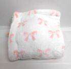Modern Baby Reversible  Super Soft Baby Blanket 30  X 40  White Sherpa Pink Bows